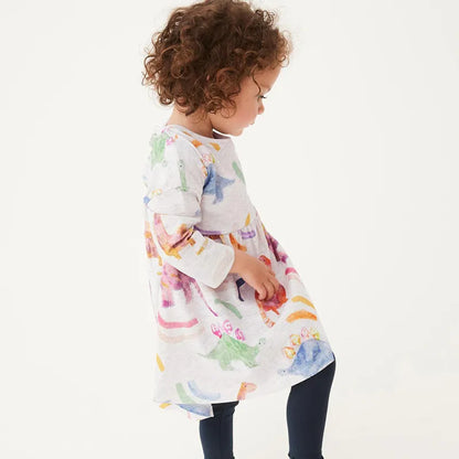 Kids Girls Long Sleeves Printed Princess Dresses childrensterritory