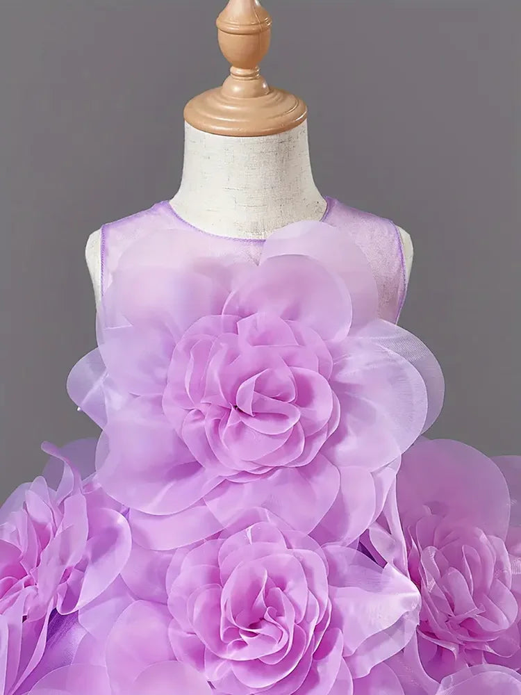 Elegant Lilac Princess Evening Party Dress For Girls childrensterritory