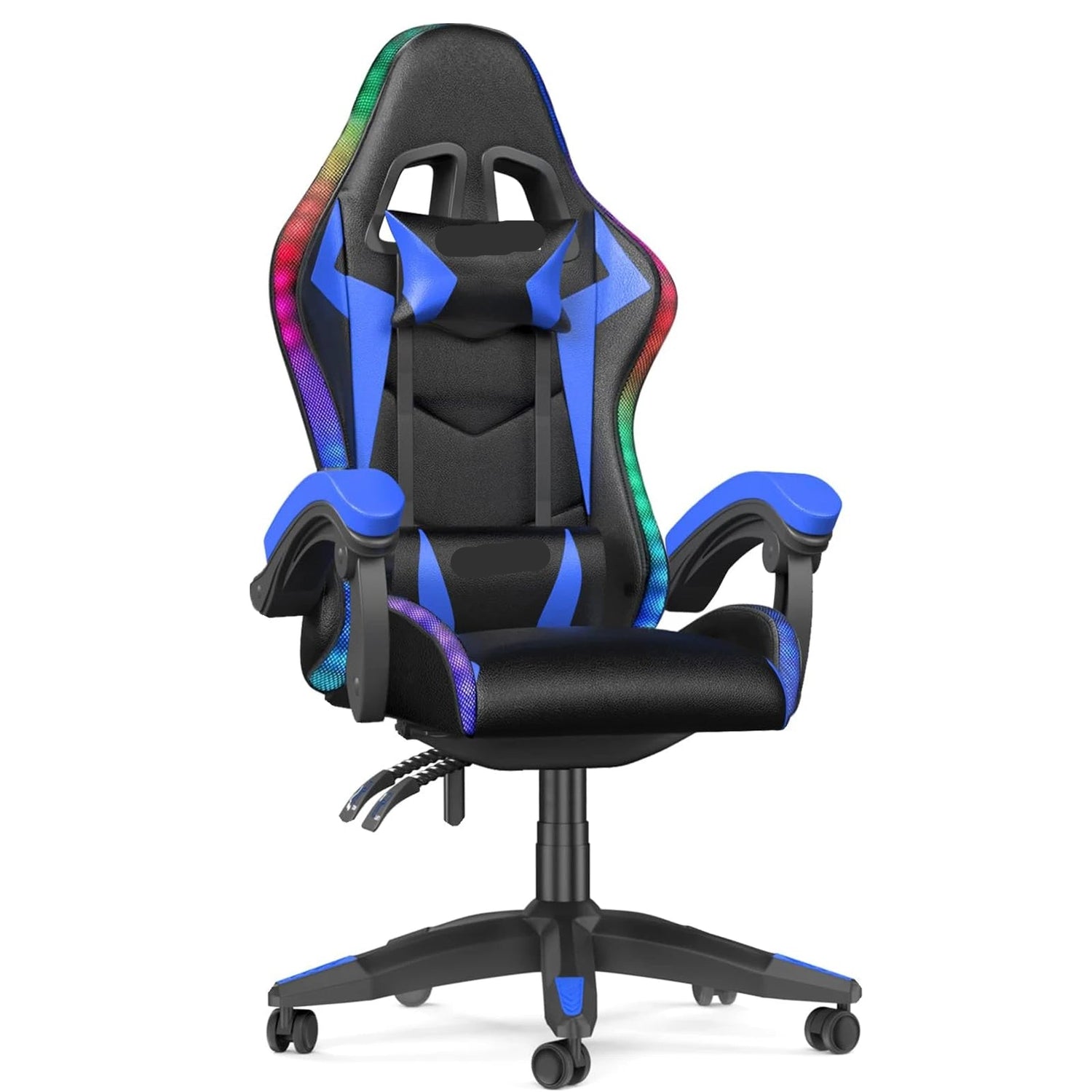 Reclining PU Leather Gaming Chair with LED Lights childrensterritory