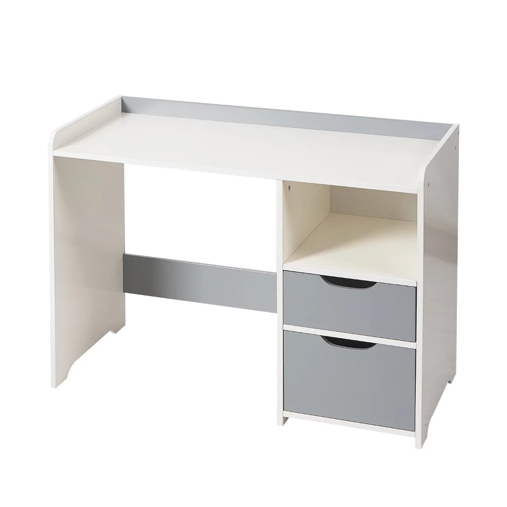 White and Gray Kids Wooden Computer Desk with Drawers childrensterritory