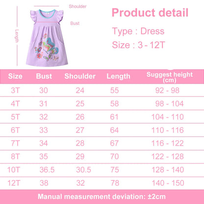 Cartoon Butterfly Design Kids Girls Cotton Dress for Summer