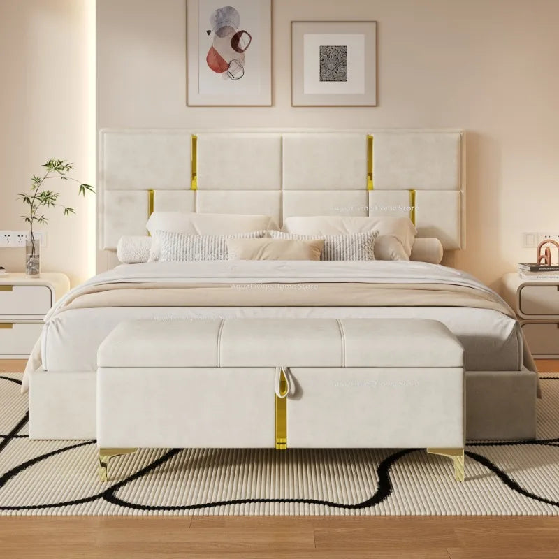 Platform Bed in Queen Size with Upholstery and Hydraulic Storage
