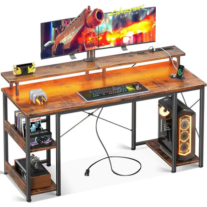 Gaming PC Desk with Monitor Support, Storage, and Stand childrensterritory