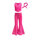Kids Girls Starry Vest Top Pants Scarf Barbie Costume for Halloween