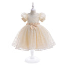 Bridemaid Flower Bow-Designed Princess Dress for Kids Girls