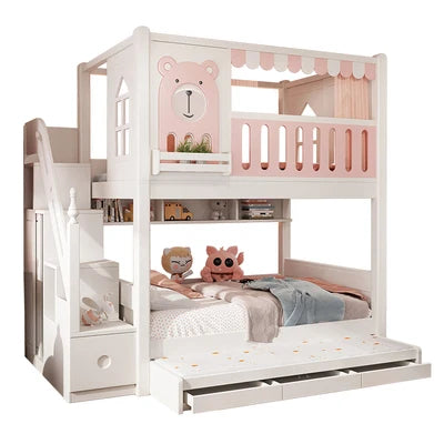 Kids Castle Bunk Bed with Treehouse and High Guardrails childrensterritory