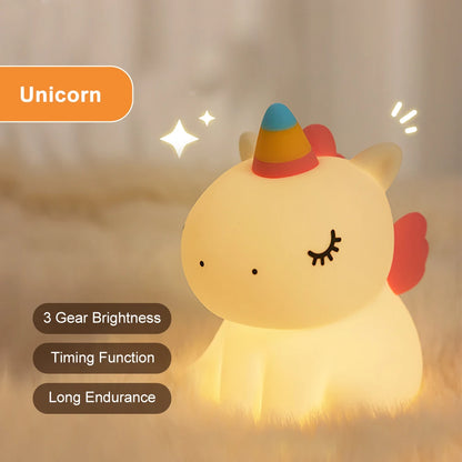 Cute Unicorn Design Silicone LED Night Light For Kids Room childrensterritory