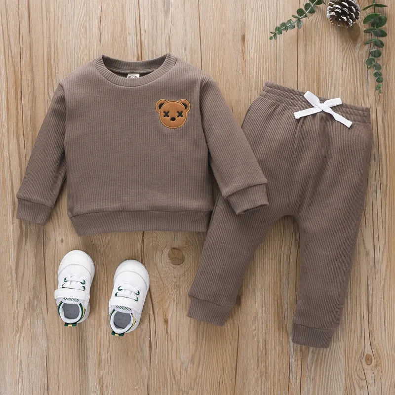 Toddler Boys Embroidered Bear Patch Casual Clothes Set childrensterritory