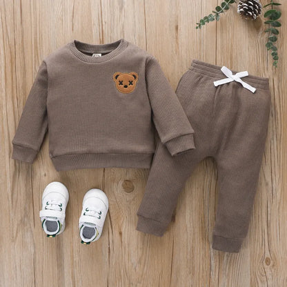 Toddler Boys Embroidered Bear Patch Casual Clothes Set childrensterritory