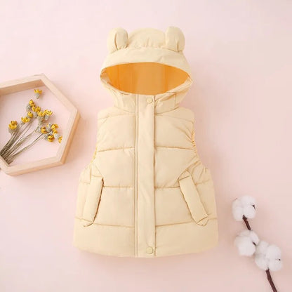Kids Cotton Padded Hooded Sleeveless Waistcoats childrensterritory