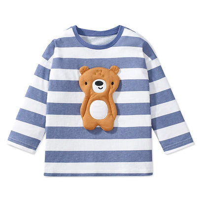 Cartoon Embroidered Kids Long Sleeves Cotton Tops childrensterritory