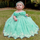 Butterfly Flowers Design Puffy Tulle Wedding Birthday Party Gowns childrensterritory