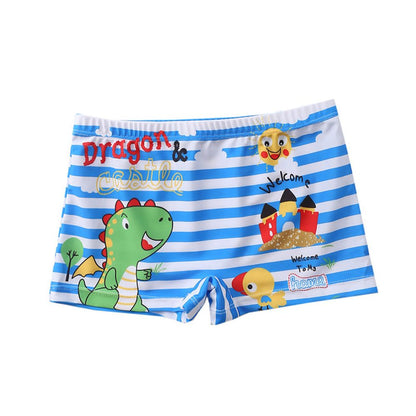 Kids Boys Cartoon Print 3pcs Surfing Beachwear With Cap childrensterritory