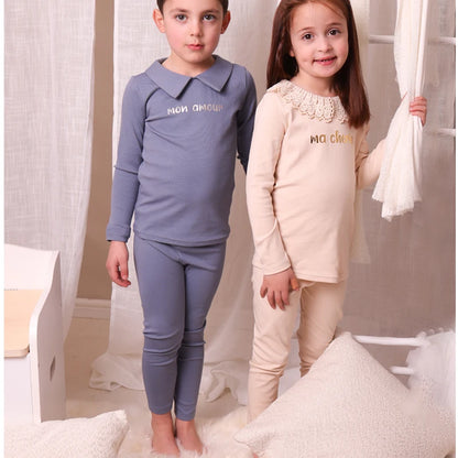 Soft Letter Print Cotton Pajamas for Baby/Kids Unisex childrensterritory