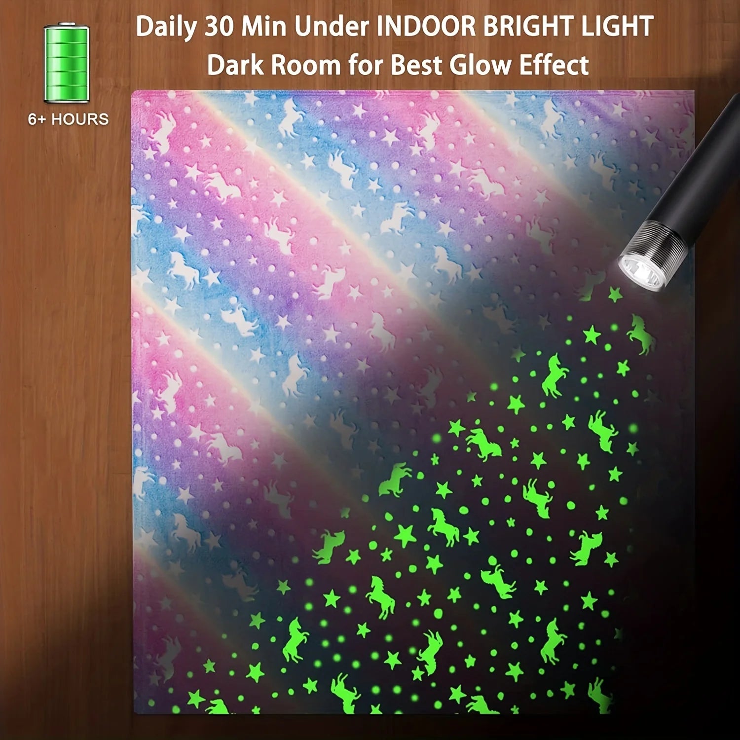 Soft Glow-in-the-Dark Cartoon Design Blanket for Kids