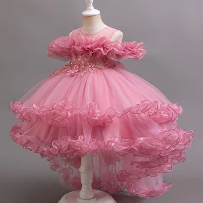 Tulle Ruffles Beaded Baby/Kids Girls Birthday Party Dress