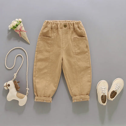 Little Boys Solid Color Casual Pants For Spring Autumn childrensterritory