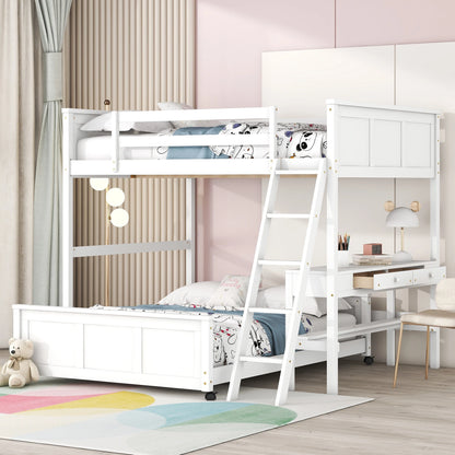 Parent-Child Bunk Bed with Desk and 2 Drawers childrensterritory
