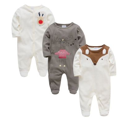 3-4 Pcs/Lot Baby Girls Boys Cartoon Design Cotton Rompers