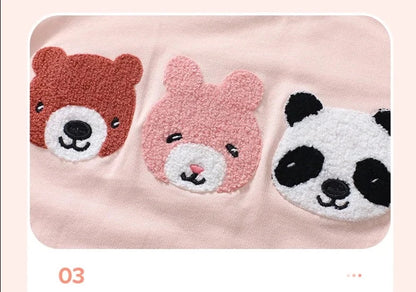 Kids Girls Soft Warm Cartoon Print Top and Printed Pant Set childrensterritory