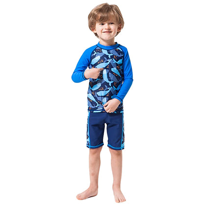 Kids Boys Cartoon Print Swimsuit With Swim Cap | Beach Wear