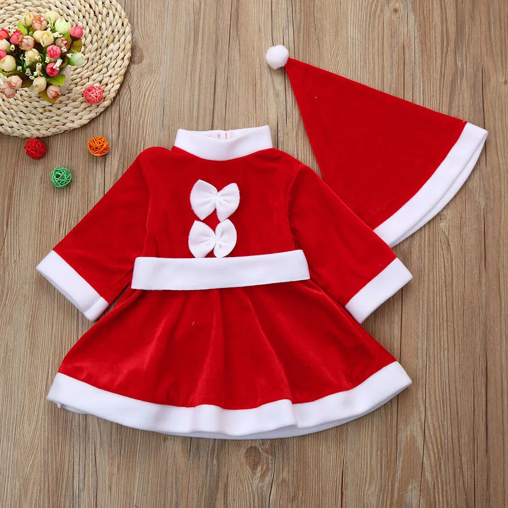 Girls' Full Sleeves Round Neck Christmas Costume