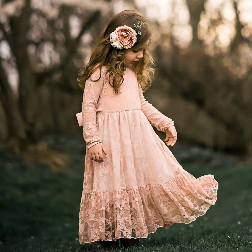 Kids Girls Lace Design Wedding Party Dresses childrensterritory