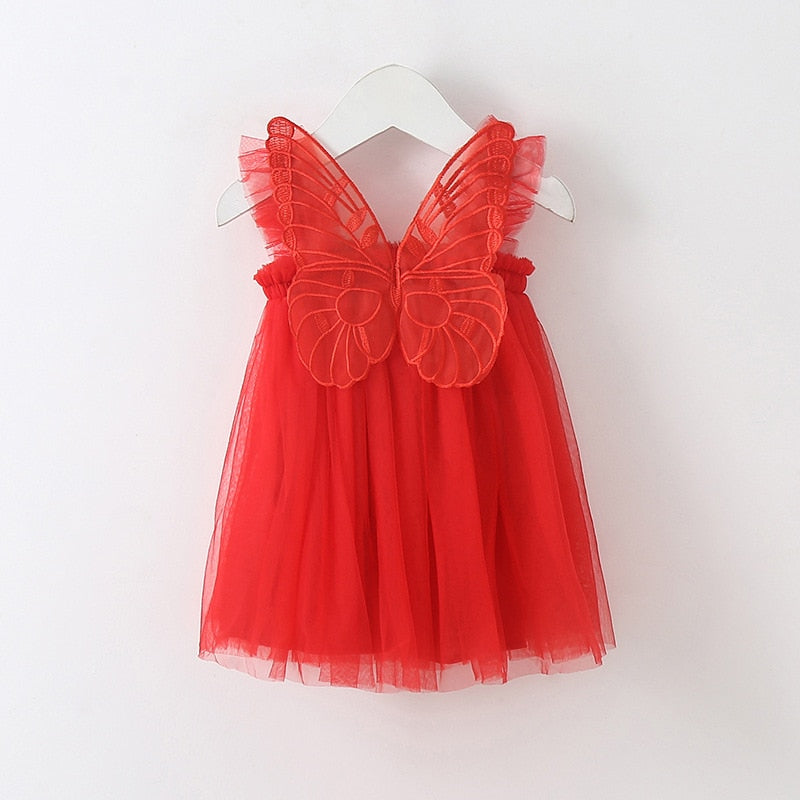 Baby Girl Sleeveless Tulle Birthday Party Dresses with Butterfly Wings childrensterritory