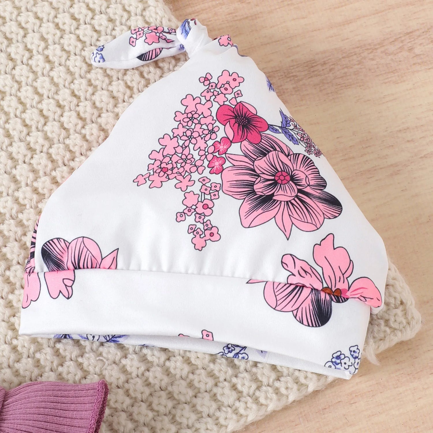 Newborn Girls Ruffle Romper Floral Pants with Hat Outfit