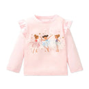 Kids Girls Cartoon Ballet Girls Print Cotton Top childrensterritory