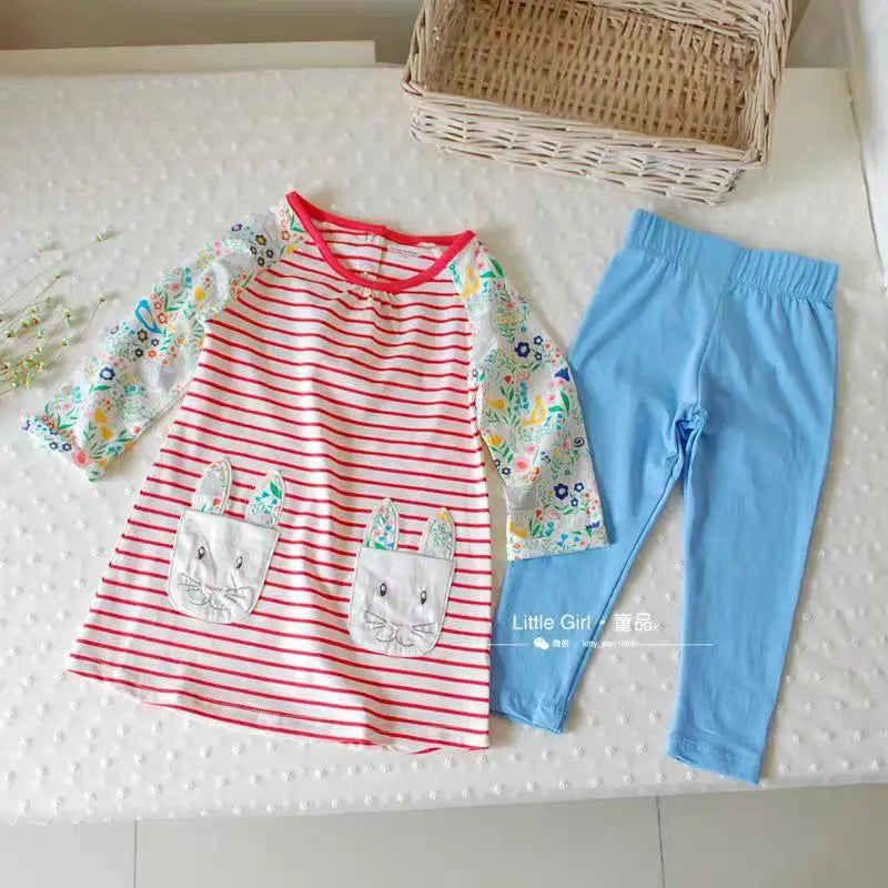 Long-Sleeved Cartoon Print Autumn Kids Clothing Set