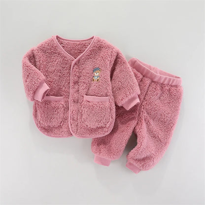 Kids Cartoon Design Long Sleeves Warm Clothing Set childrensterritory
