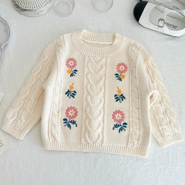 Baby Girls Long Sleeve Embroider Knit Cardigan childrensterritory