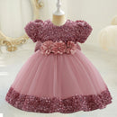 Baby Girl Sequin Lace Designed Fluffy Baptism, Birthday Dress