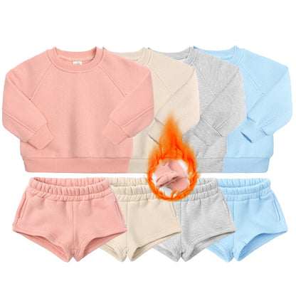 Kids Boys Girls Loose Sweatshirt with Elastic Joggers Shorts Set childrensterritory