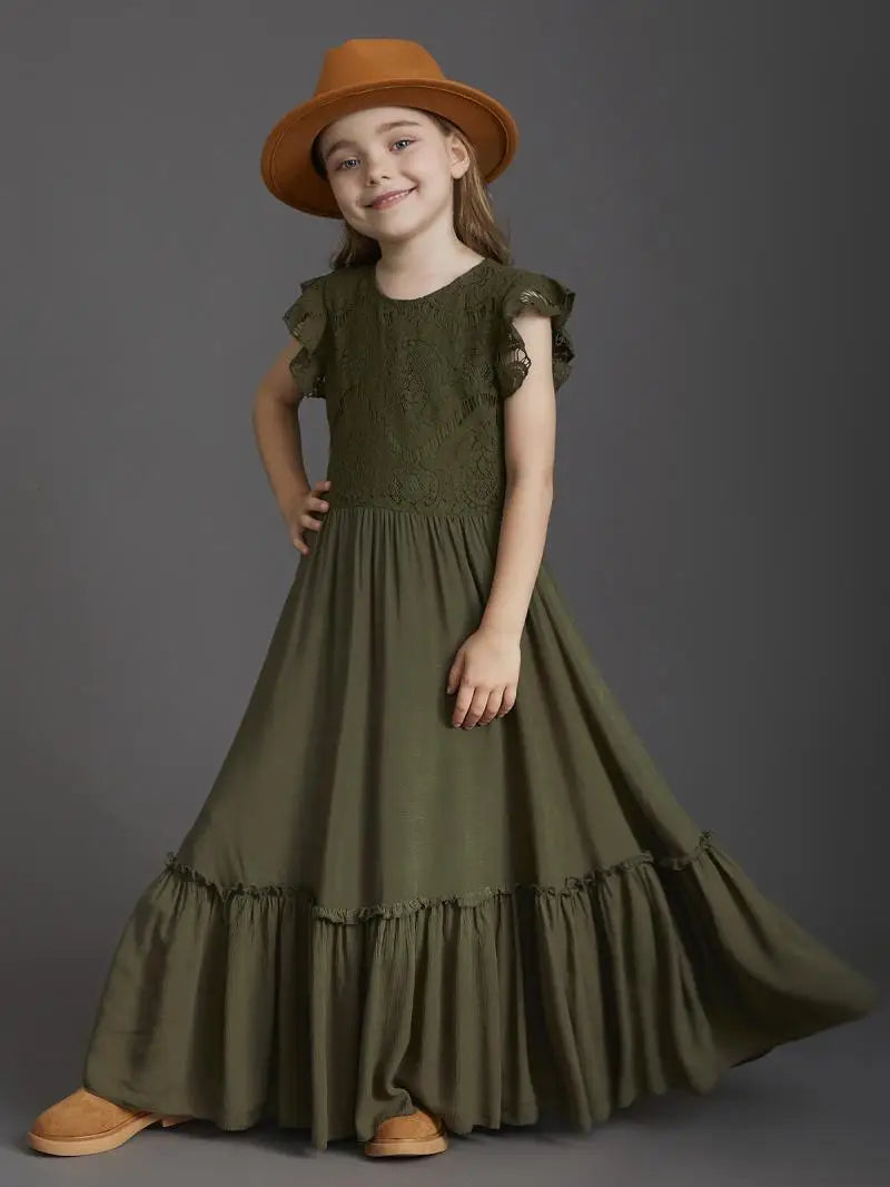 Girls Sleeveless Long Princess Dresses childrensterritory