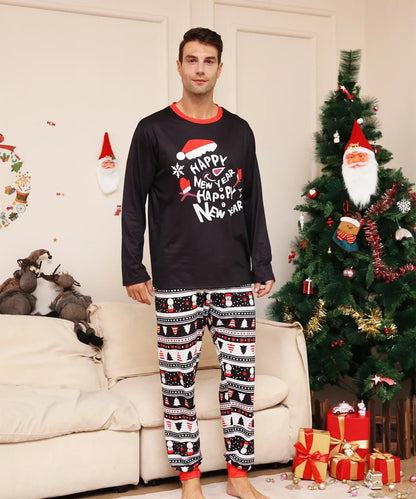 Letter Print Cute Family Matching Cotton Christmas Pajamas