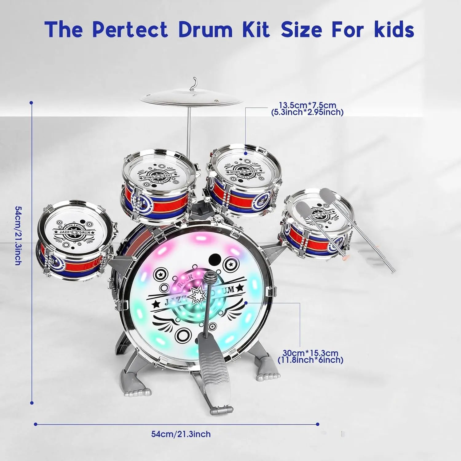 Kids Musical Instruments Toy- Mini Jazz Drum Set with Stool