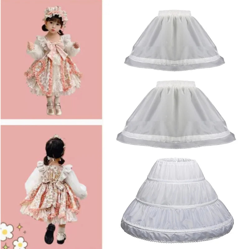 Kids Girls Lace Design 3 Hoops Underskirt for Dresses