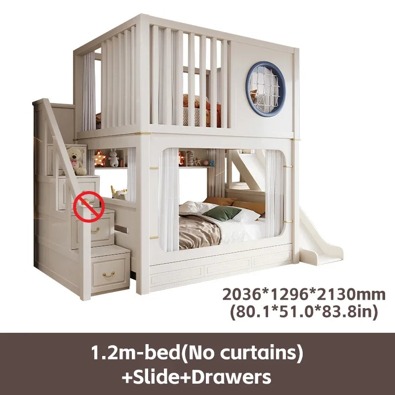 Solid Wooden Multifunctional Kids Bunk Beds with Ladder childrensterritory