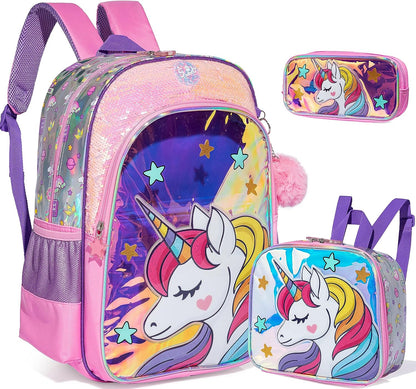 Full Size Cartoon School Backpack Set for Kids Girls childrensterritory