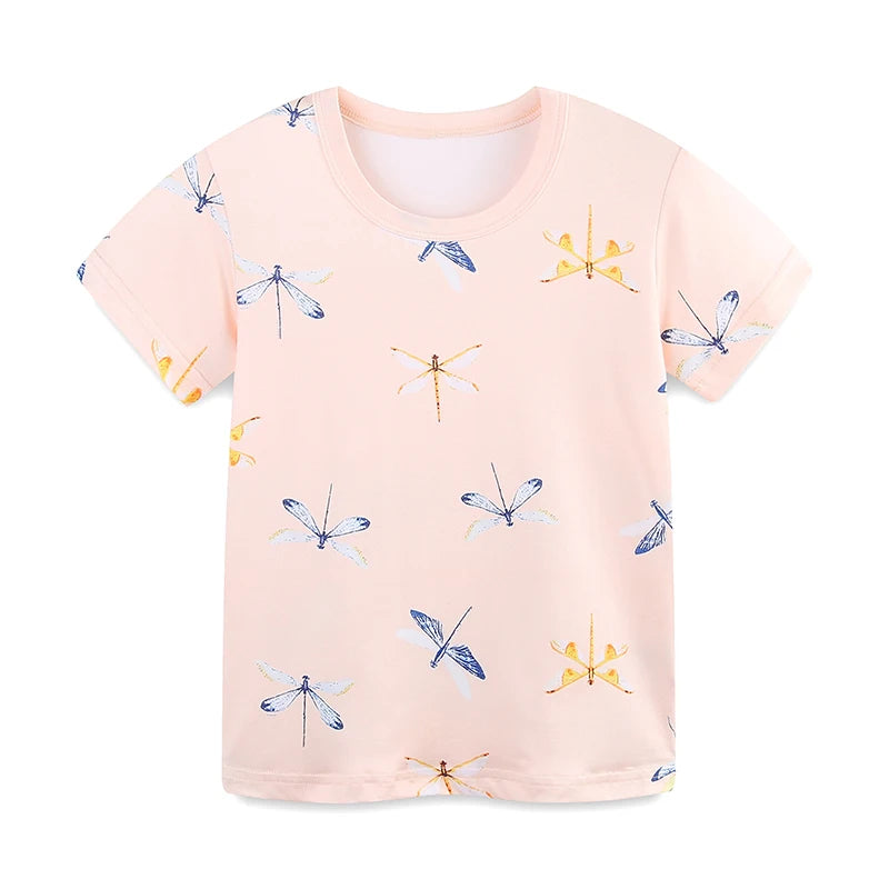 Dragonfly Cartoon Print Summer Clothing Sets for Girls childrensterritory