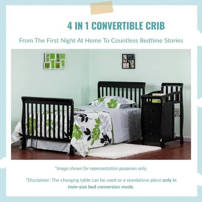 Steel Grey 3-in-1 Changing Table and Full-Size Crib Combo