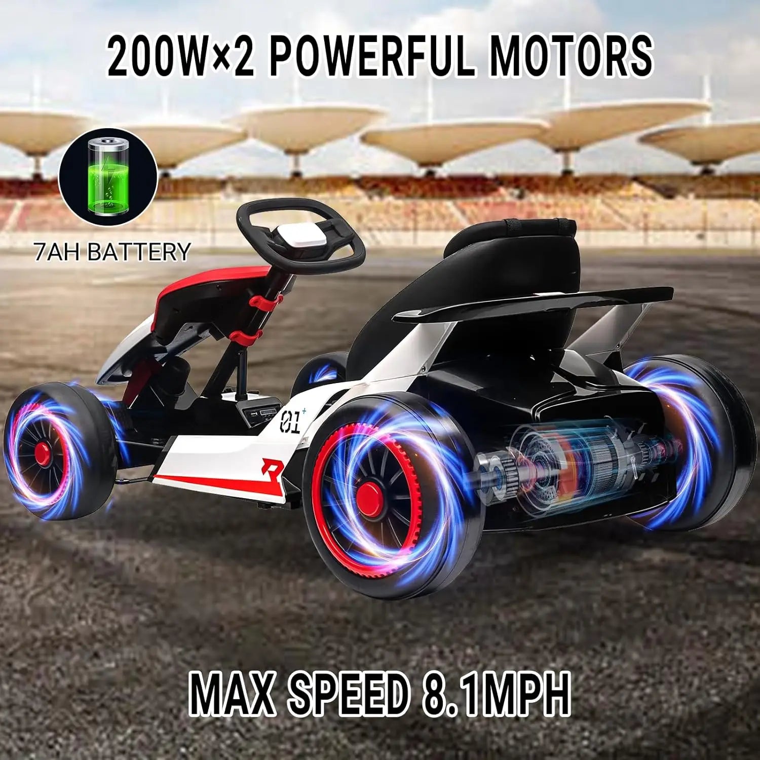 24V Electric Go Kart for Kids with Two 150W Motors 7Ah Battery