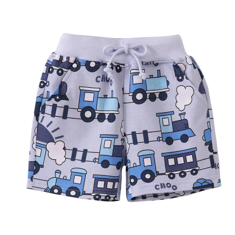 Cartoon Print Summer Drawstring Shorts For Boys Girls