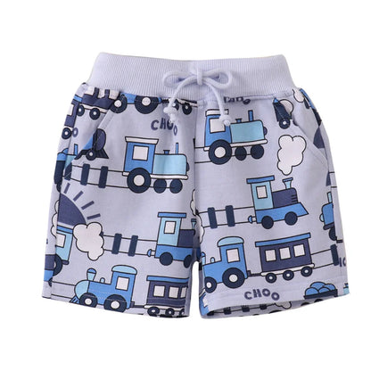Cartoon Print Summer Drawstring Shorts For Boys Girls childrensterritory