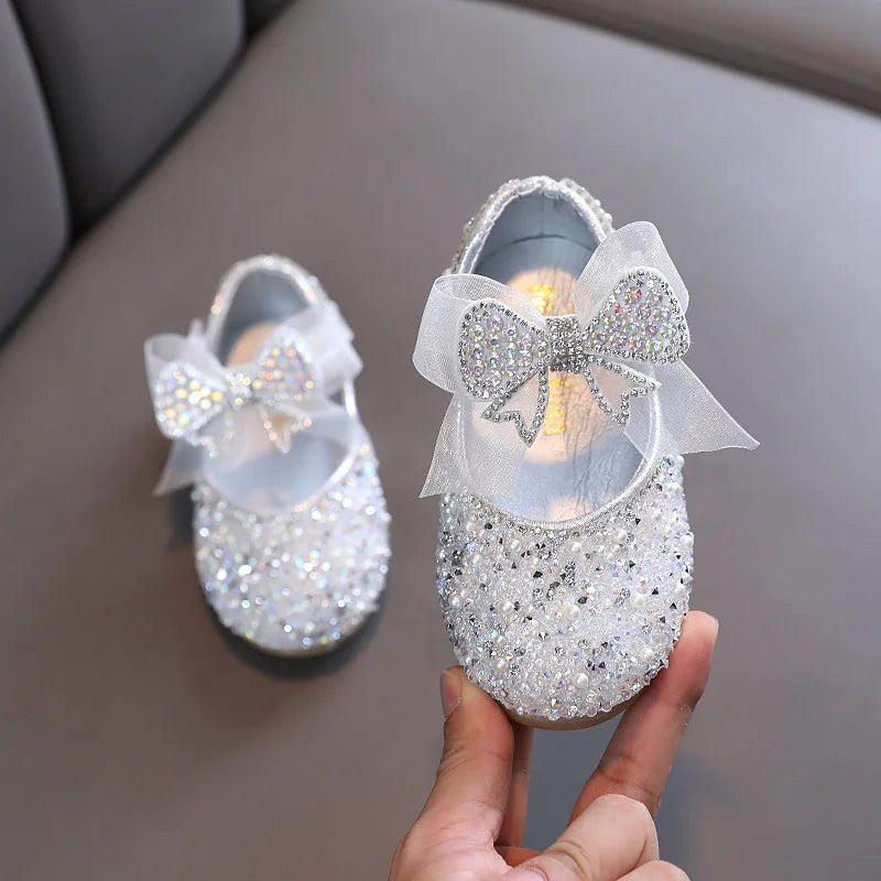 Little Girls Rhinestone Bowknot Design Party Shoes