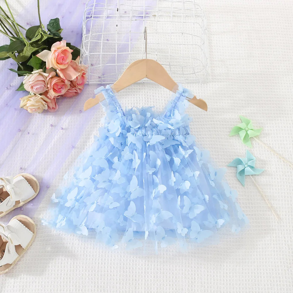 Baby Girls Butterfly Embellished Sweet Princess Dresses