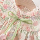 Baby Girl Cartoon Rabbit Tulip Print Dress for Summer