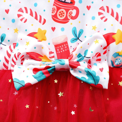 Kids Girls Christmas Style Long Sleeve Party Dresses